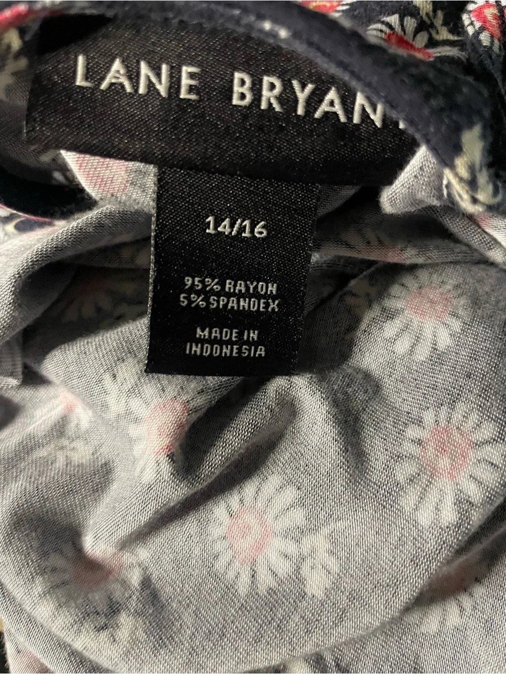 Lane Bryant Navy Romper with Pink/Orange Floral Print Size-14-16